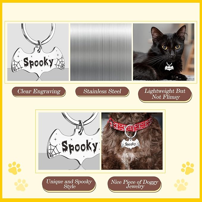 Bat Dog Tag - Personalized Christmas Dog Collar Tag – Goth Ghost Bat Pet ID Tags for Dogs & Cats, Christmas Accessories for Pet, Xmas Stocking Stuffers, Summon My Mom Dad, Cute Winter Gifts for Pets