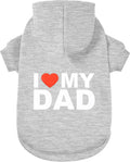 GreenJoy Dog Sweater Dog Hoodie Cold Weather Coat Hooded Sweatshirt for Puppies,Cats, Small Medium Large Dogs (Light Grey(I Love My Dad), Large)