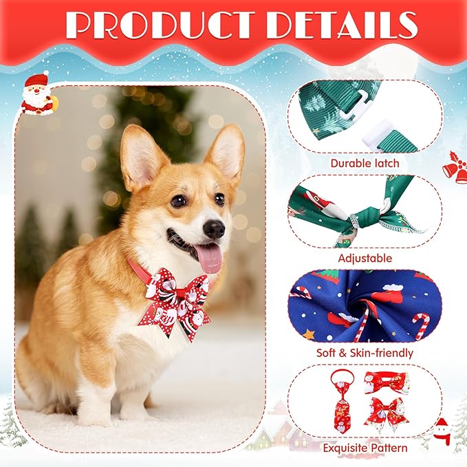 Reginary 120 Pcs Christmas Dog Bandanas Bulk Dog Bows Set Bow Ties Cat Scarf Colorful Washable Triangle Pet Kerchief Cute Bib for Summer Small Medium Large Pets Grooming Accessories Costume