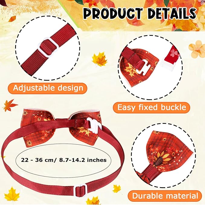 Talltalk 360 Pcs Valentines Day Dog Bow Ties Collars Set Adjustable St Patricks Day Dogs Neckties Grooming Supplies for Small Medium Large Easter Christmas Pet Cat Decoration(Thanksgiving)