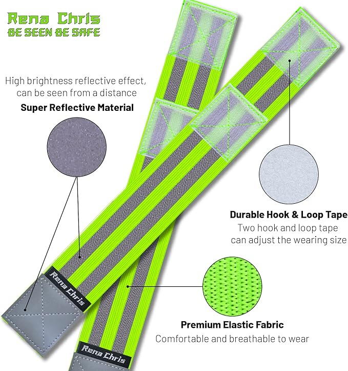 Rena Chris Reflective Running Gear, Reflective Sash, Night Dog Walking Safety Gear, High Visibility Reflective Safety Running Belts for Women, Night Jogging Safety Gear Reflective Belt and Armband
