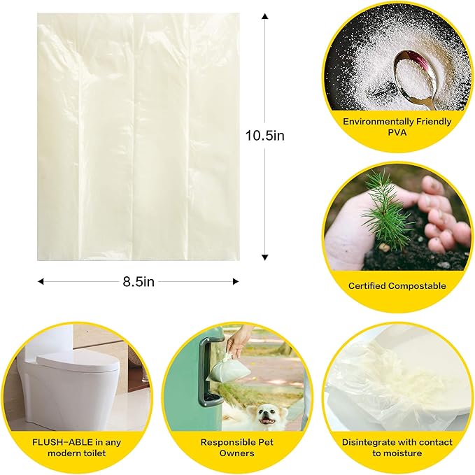 Doodie Flush Dog Poop Bag - Refill – 80 Biodegradable Dog Waste Bags on Rolls - Dissolves in Water Refill Pack – 100% Eco Friendly, Flushable, Ultra Thick, Compostable Doggie Bags