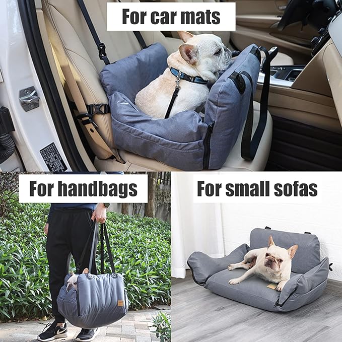 Inflatable Dog Car Seat for Small Dogs,Ultralight Dog Bed for Car Front Seat with Pump,Waterproof Pet Booster Seat for Small Medium Cats Dogs Pets Black U