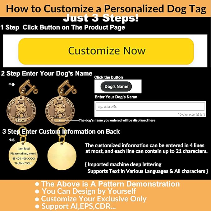 Vintage Pure Copper Pet ID Tags,Personalized Dog Tags,Three-Dimensional Relief Pet Pattern,Lettering on The Front and Back,Custom Pet Tags (B37-Dalmatian)