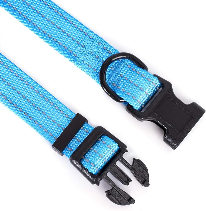 Mile High Life Dog Collar | Nylon Reflective Dog Collars | Light Weight Puppy Collars | Dark Blue Dog Collars for Small Dogs (Dark Blue, Small)