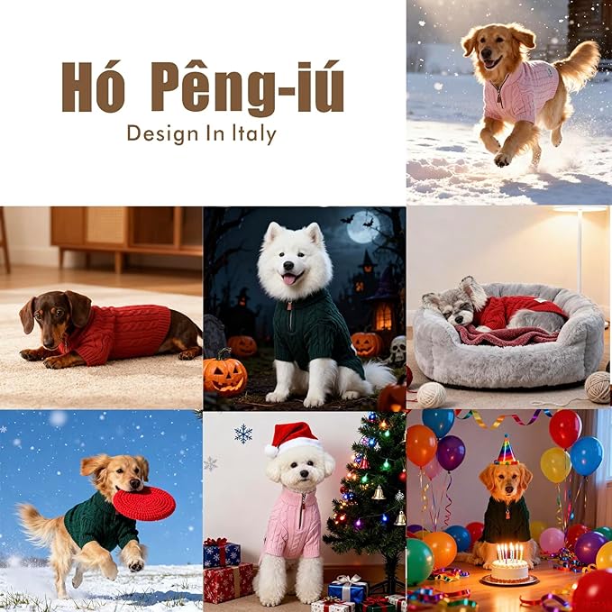 Small/Medium Dog Sweater, Warm Dog Winter Coat w/Sleeves, Comfortable High Neck & Leash Hole, Premium Dog Clothes for Schnauzer-Best for Holidays, Daily Walks M Apricot