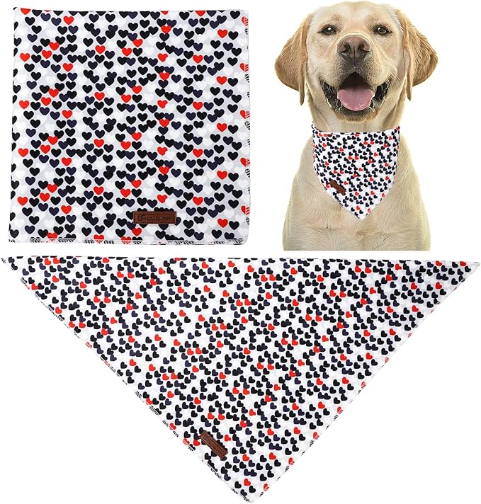 Valentine's Dog Bandana, UP URARA PUP Soft Cotton Adjustable Pet Scarf for Small, Medium, and Large Dogs, Cute and Comfortable Dog Accessory,L