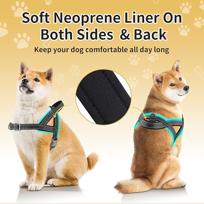 No Pull Dog Harness, Reflective Puppy Harness with Soft Padded Handle, Escape Proof/Quick Fit Adjustable Pet Harness for Small Medium Large Dogs, Easy for Training Walking (Black, XL)
