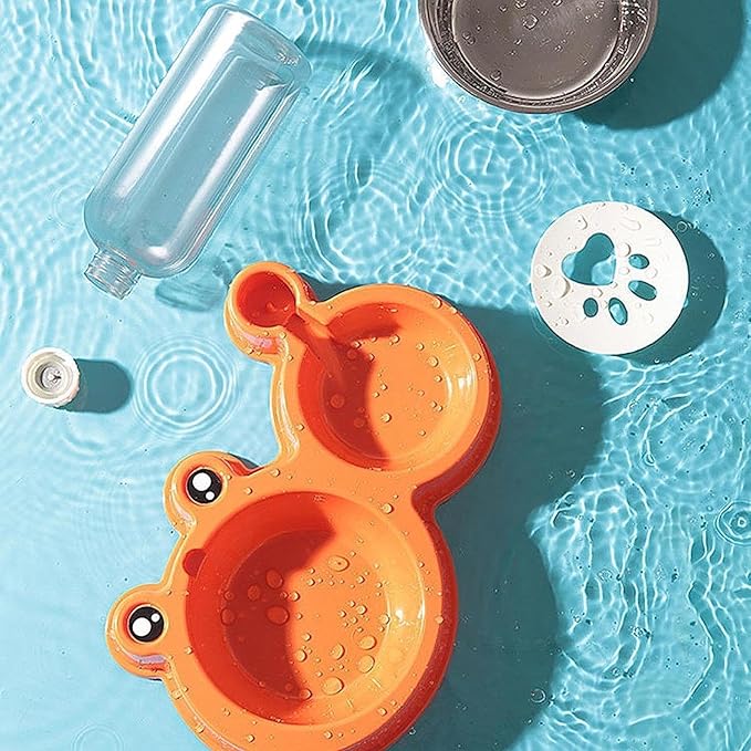 Pet Water and Food Bowl Set Food Feeder and Waterer Kit,Automatic Waterer Bottle for Small Medium Puppy Kitten,Dog Cat Bowl, Orange