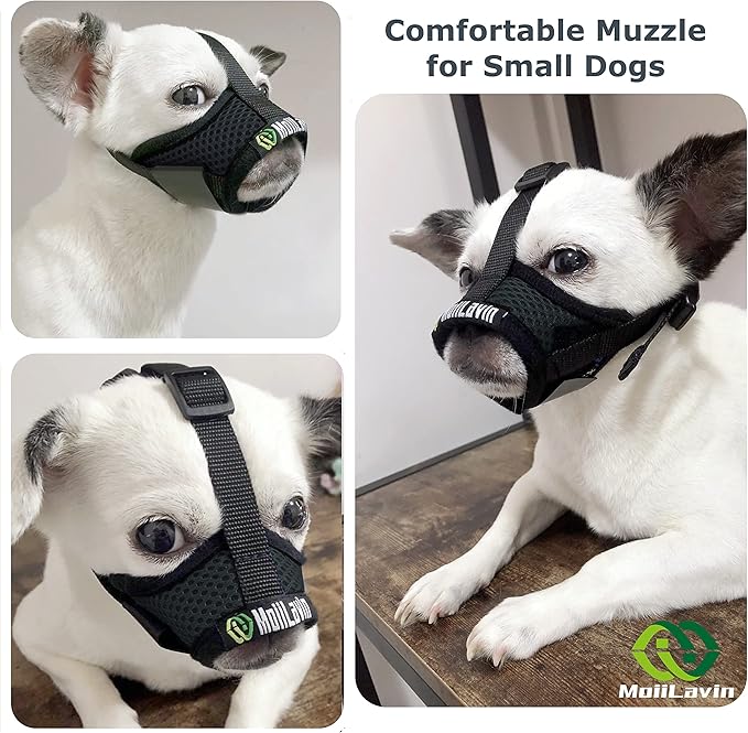 Dog Muzzle, Breathable Mesh Muzzles for Small Dogs 5-15bls, Chihuahua Muzzle for Biting Barking, Adjustable Puppy Muzzle XS Extra Small Muzzle (Comfy-Black)