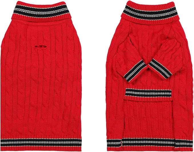 Small/Medium Dog Sweater, Warm Dog Winter Coat w/Sleeves, Comfortable High Neck & Leash Hole, Premium Dog Clothes for Schnauzer-Best for Holidays, Daily Walks M Bright Red