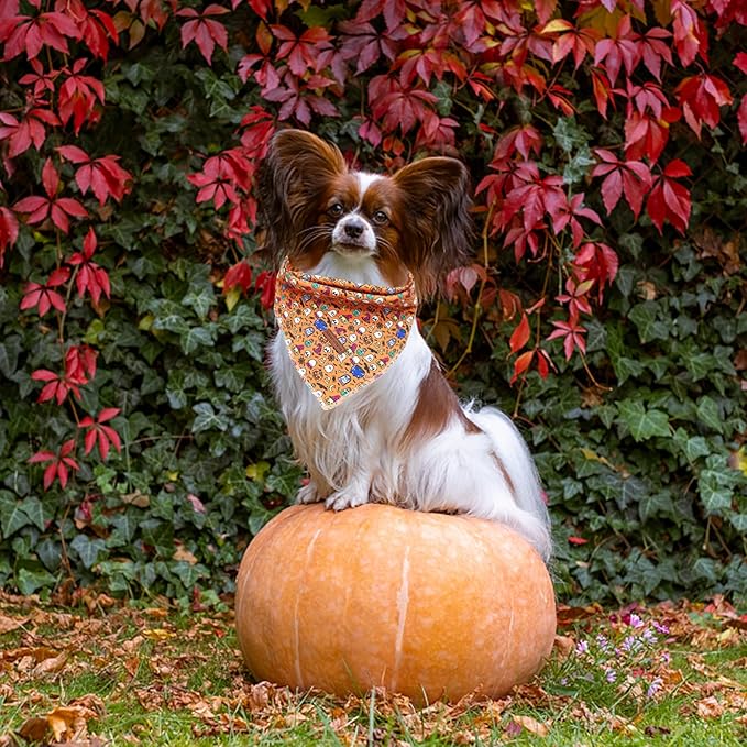 Elegant little tail Fall Dog Bandana, 1PC Girl Boy Dog Bandanas Halloween Bib Scarf Soft Washable Square Dog Scarf Adjustable Dog Kerchief for Small Medium Large Dogs