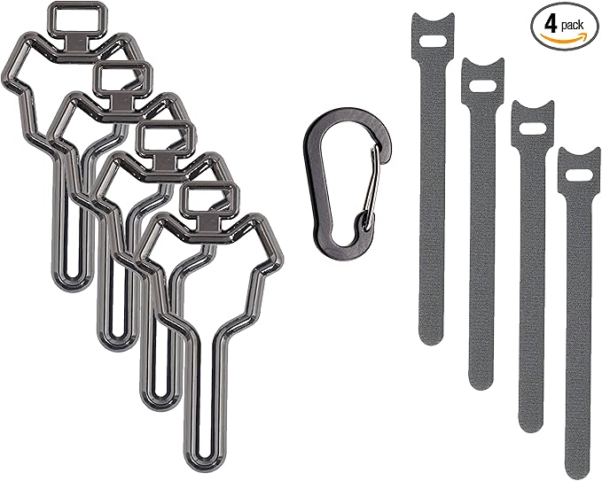 Metal dog Poop Bag Holder, Waste Bag Holder, Dog Poop Bag Carrier, Hand Free Holder (Metal, 4 pack, Gun Black)