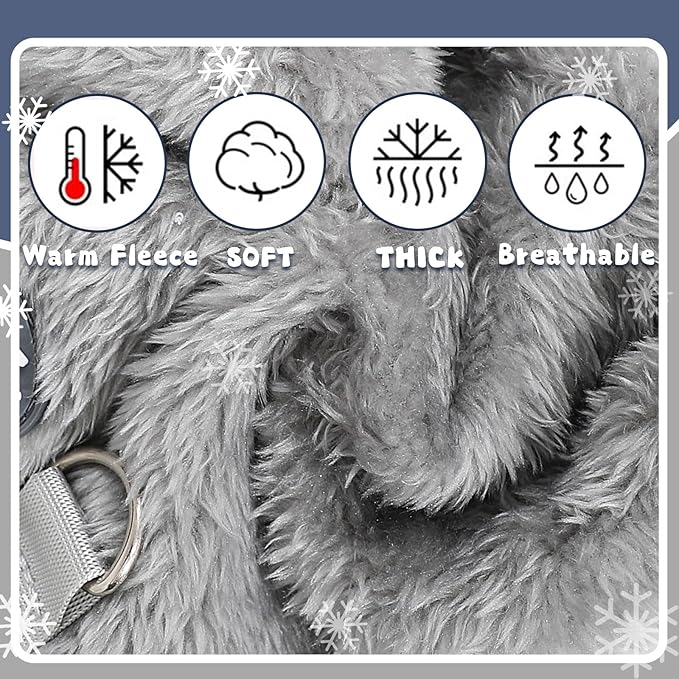 Fleece Dog Pajamas Winter Warm Dog Sweater for Small Dogs Thermal Soft Puppy Pjs Coat Stretchy Jumpsuit Doggie Pet Clothes Outfits Cat Apparel (Grey, Large)