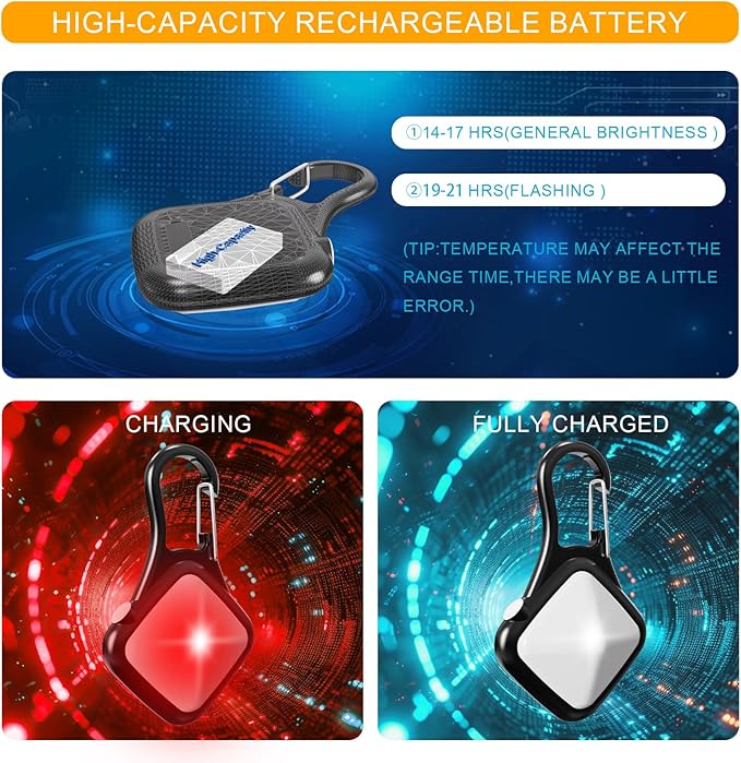 Dog Collar Light 4 Modes RGB Lights High Capacity USB Rechargeable Dog Light Waterproof for Night Walking(2 Pack Black)