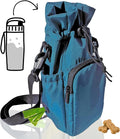 RibbyPup Waterproof Dog Walking Bag With Universal Water Bottle Holder, Built-In Poop Bag Dispenser, Unisex Cross Body Treat Pouch for Walking, Hiking, Training (Deep Teal)