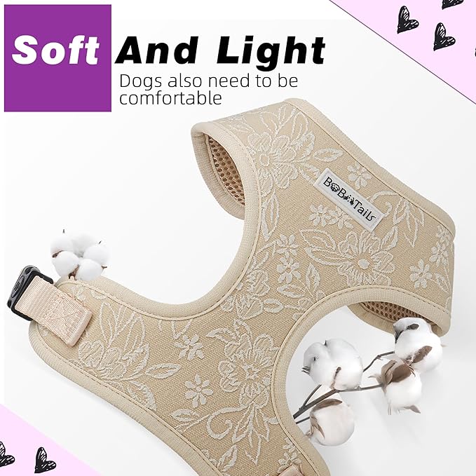 No Pull Dog Vest Harness for Small&Medium Dogs, Side Clip Adjustable Pet Vest, Soft Breathable, Fashion Dog Harnesses for Walking, Running, Shopping (Nude, M)