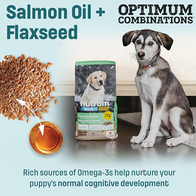 I14 Puppy Dog Food with Lamb & Brown Rice - Skin, Coat & Sensitive Stomach Dog Food with Pumpkin, Omega-3 Rich Salmon Oil & Flaxseed for Shiny Coat & Immunity - Chicken Free Puppy Food (25 lb)