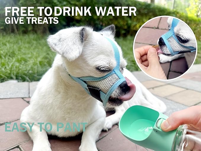 Dog Muzzle for Small Dogs XS for Grooming Barking Chewing, Barkless Soft Mesh Muzzles to Prevent Eating Poops,Best for Aggressive Dogs (Breathable-Blue)