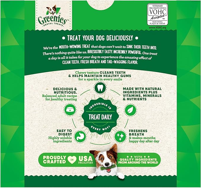 Greenies Veterinarian-Recommended Natural Dental Dog Treats Teenie Size, Original Flavor, 36 oz. Pack, 130 Count