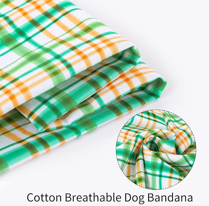 ARING PET Dog Bandana-Cotton Green Plaid Pet Bandanas, Soft Comfortable Cute Dog Triangle Bibs Scarf for Small to Large Boy Girl Dogs and Cats
