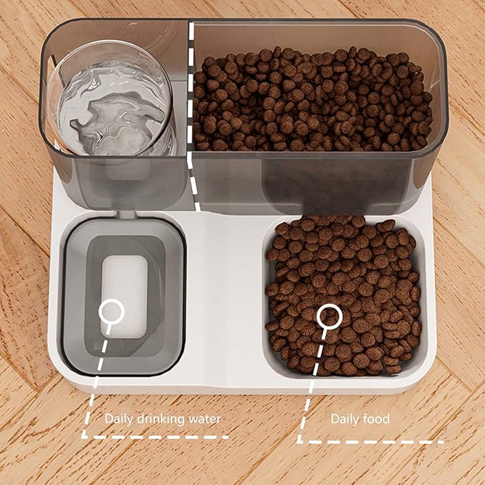 Pet Automatic Feeder + Waterer Food Container Bowl Anti-Leak Water Fountain 2 in 1 Pet Tableware Dog Feeder Dog Food Bowl Combo