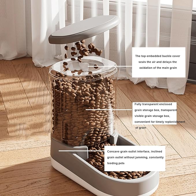 Gravity Pet Feeder & Water Dispenser Set (2Pcs), 1 Gallon Large Capacity Auto-Fill Top Fill Dog Cat Bowl, Fully Transparent Food Container with 6° Tilted Base for Healthy Feeding (Blue)