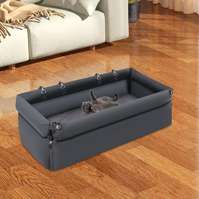 Pet Car Seat for Small Dogs & Cats, C ar Seat for D og and C at Sofa, Fluffy C at Car S eat with Removable Washable Cover for Homes, Living Rooms, Bedrooms, Balconies, Pet Shops, Blue,XL