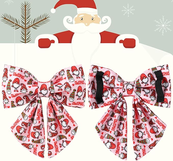 Christmas Dog Collar with Bow Tie, Cotton Christmas Bowtie Collar for Medium Girl Boy Dog, Comfortable Dog Collar Bowtie with Durable Metal Buckle, Adorable Pet Collar,XL,Neck 16-26in