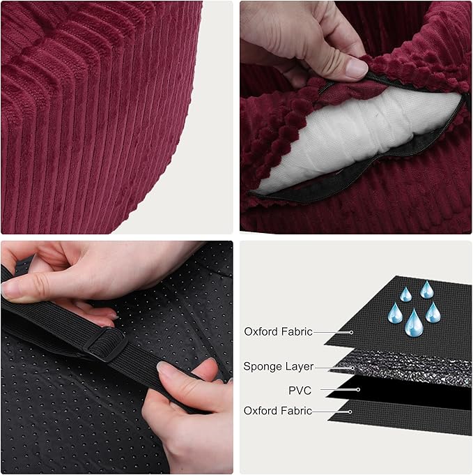 X AUTOHAUX Dog Car Seat Seat Adjustable Straps for Medium Small Sized Puppy Cat Seat Pets Soft Non Slip Bottom Travel Bed Corduroy Wine Red