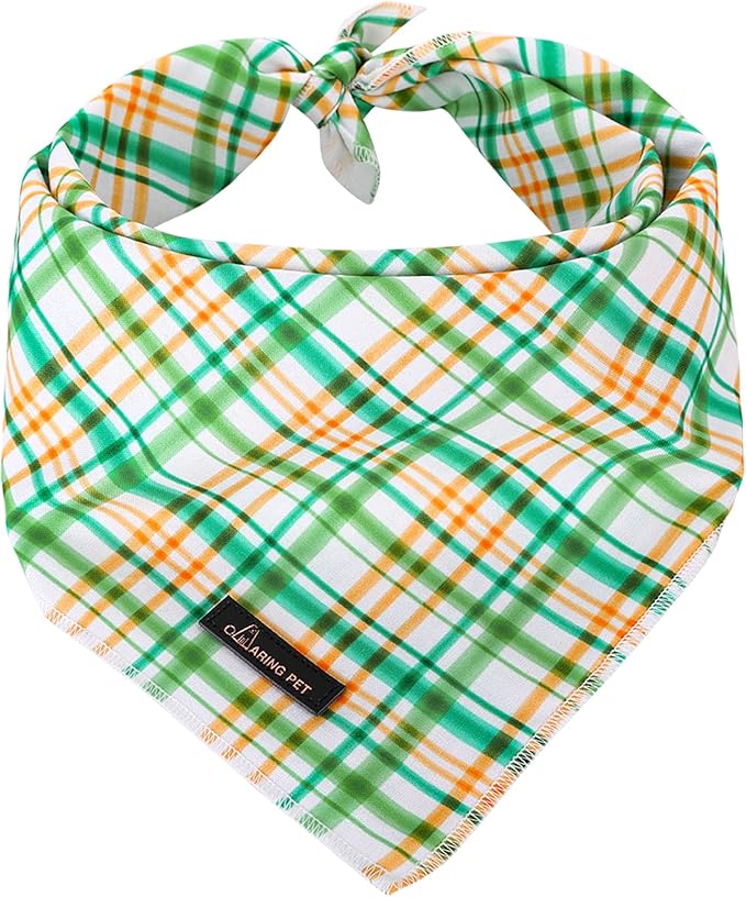 ARING PET Dog Bandana-Cotton Green Plaid Pet Bandanas, Soft Comfortable Cute Dog Triangle Bibs Scarf for Small to Large Boy Girl Dogs and Cats