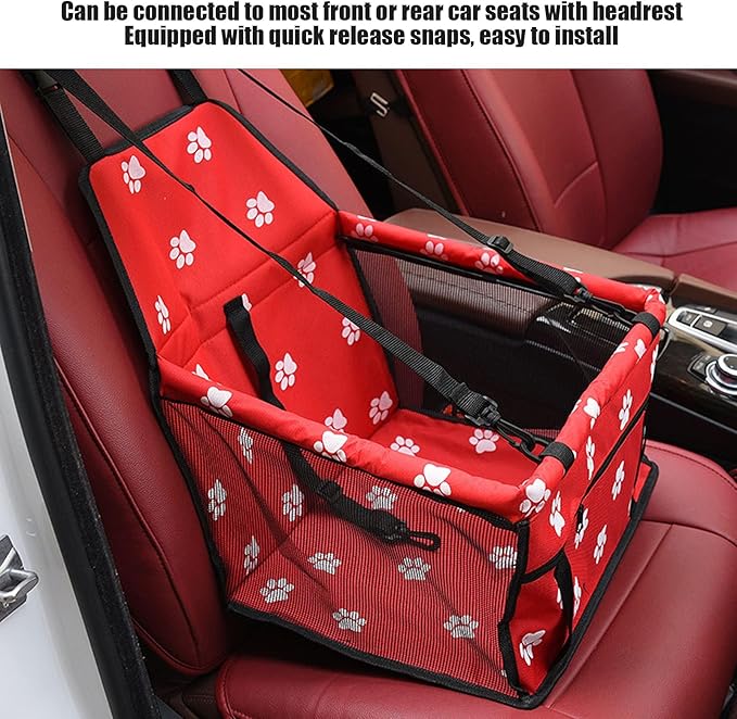 Small Dog Car Seats, Portable Puppy Dog Car Carrier, Folding Pet Car High Back Booster Seats with Adaptable Straps for Small Pets(44cm-Red)