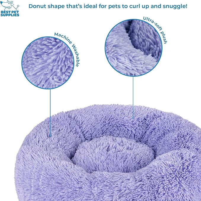 Best Pet Supplies Dog House Bed Crate Mat Tent Indoor Round Soft Plush for Small, Medium, and Large Breeds - Lavender, 30 x 30 x 8