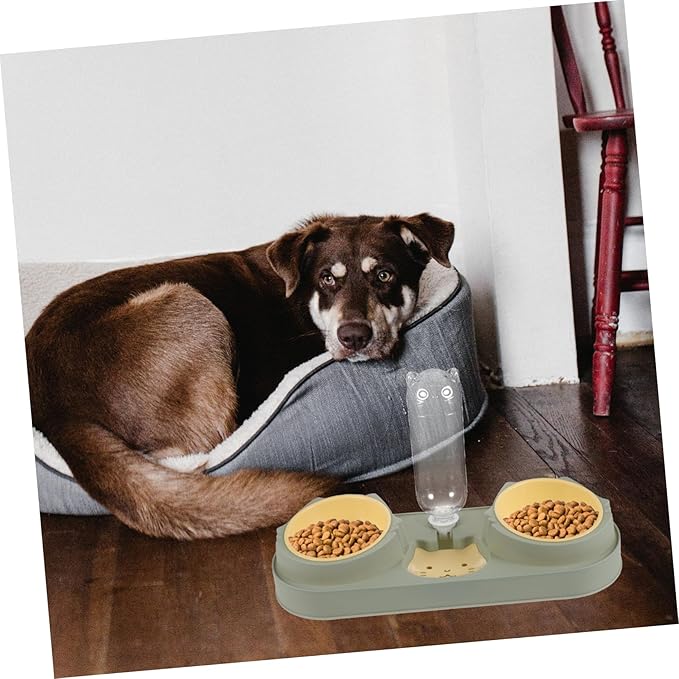 SUPVOX Automatic Pet Feeder and Water Dispenser with Dual Bowls Bite-Resistant Lightweight Non-Slip Design for Cats and Dogs Random Styles