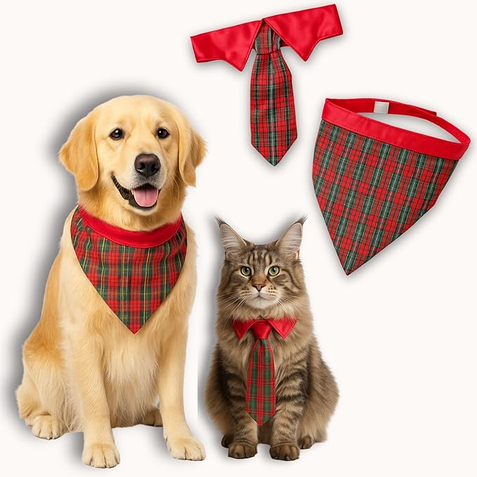Pet Custom Dog Custom Cat Custom Hoodie, Sporty Look, Funny Gift, Halloween Holiday (Red Tie & Scarf Set, Medium)