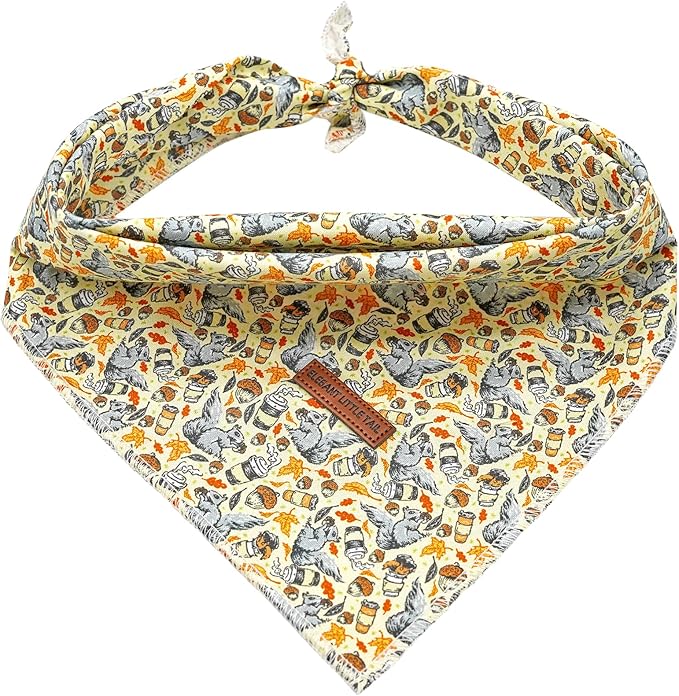 Elegant Little Tail Fall Bandana, 1PC Girl Boy Dog Bandanas Halloween Bib Scarf Soft Washable Square Dog Scarf Adjustable Kerchief for Small Medium Large Dogs