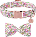 Easter Bunny Dog Collar with Bowtie,Cotton Easter Eggs Bowtie Collar for Puppy Girl Boy Dogs,Cute Bunny Pet Collars with Metal Buckle,Gift Dog Collars, L, Neck 16-24in