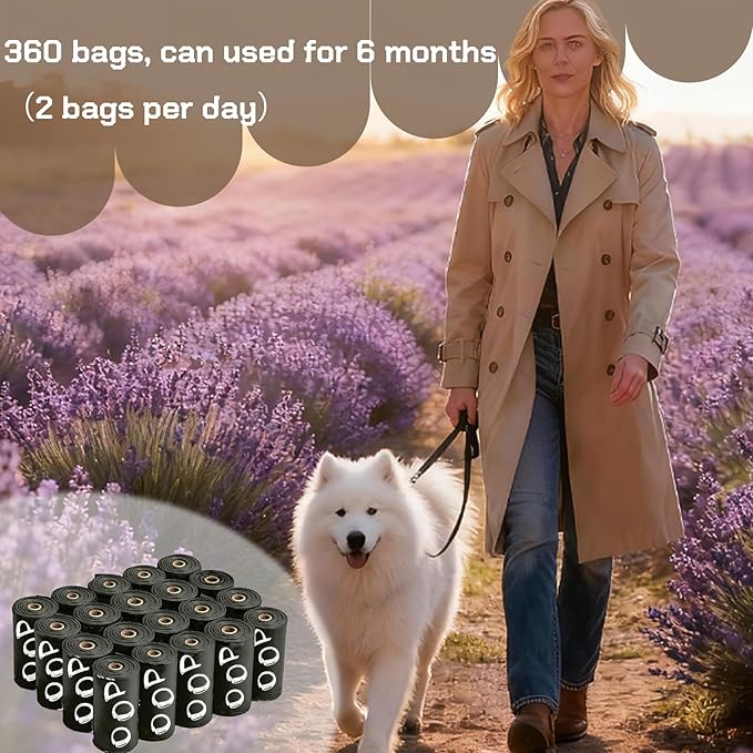 Dog Poop Bags Rolls with Dispenser - Scented & Leak-Proof Dog Waste Bags in Green/Black, 13x9 Inch Extra Large Poop Bags for Dogs, 120/360/630 Counts