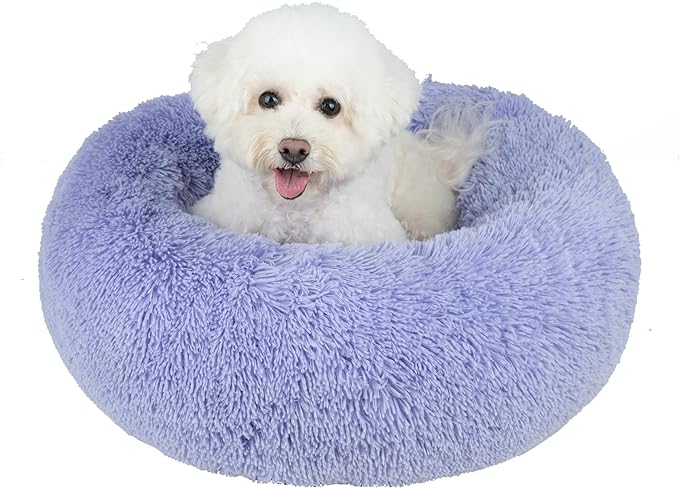 Best Pet Supplies Dog House Bed Crate Mat Tent Indoor Round Soft Plush for Small, Medium, and Large Breeds - Lavender, 27 x 27 x 7.5
