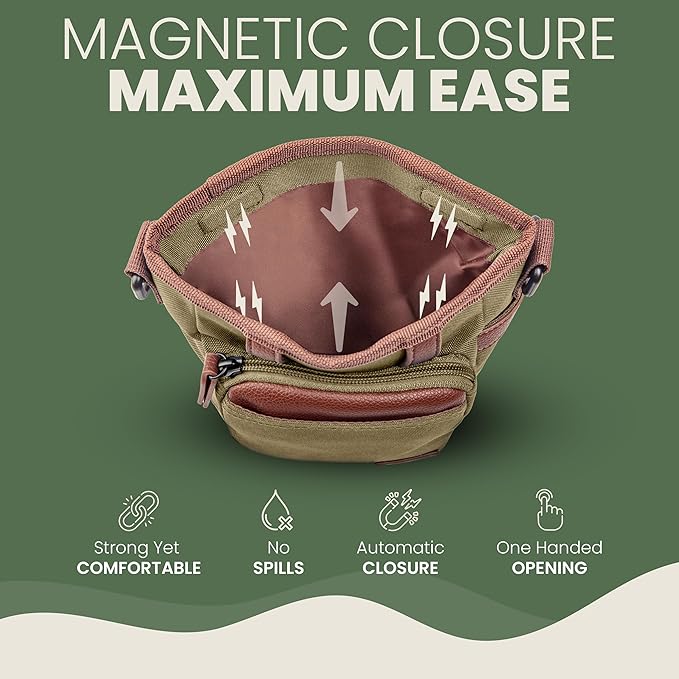 BEAU&FUR Large Dog Treat Pouch with Clicker for Training – 4 Cup Capacity, Built-In Poop Bag Dispenser, Expandable Pocket, Metal Buckle, Large Back Pocket, Ideal Design for Walks and Training – Green