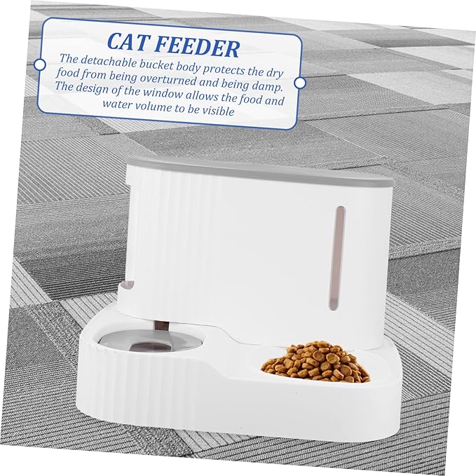 FRCOLOR Automatic Pet Feeder Water Dispenser for Cats and Small Dogs Food Capacity Water Bowl Gravity Replenishment Visible Window Stylish Design for Indoor Use