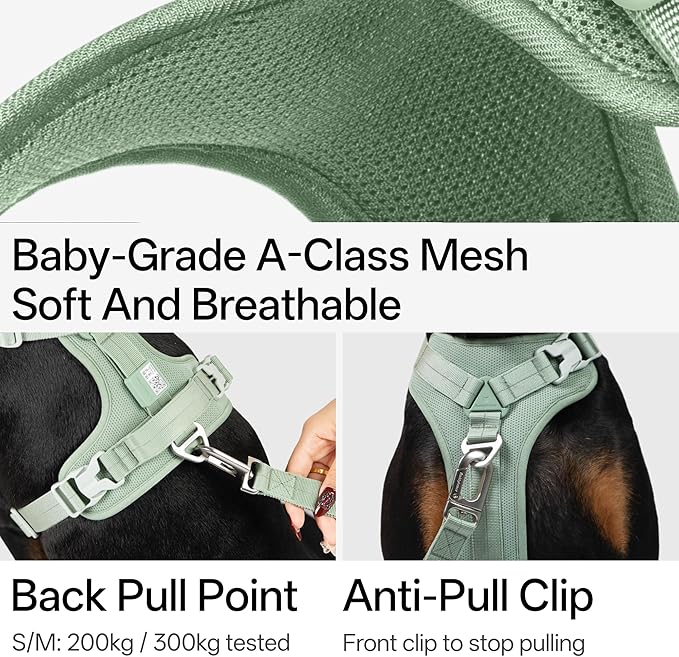 All-Weather No Pull Dog Harness Reflective Vest Harness QR Code Anti-Lost Adjustable Quick-Release Buckle Soft Padded Breathable Harness for Small Medium Large Dog (Super Reflect-Black, XS)