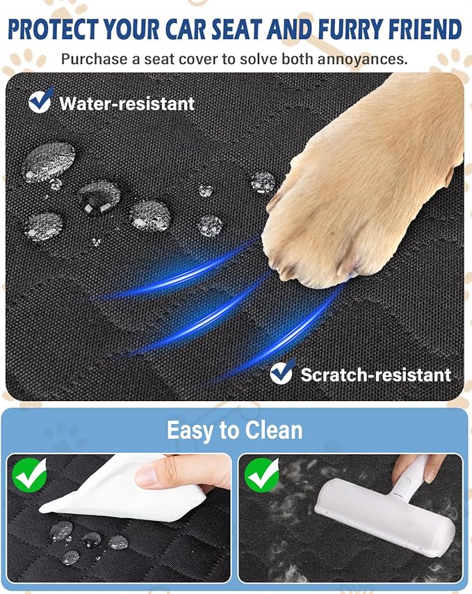 Toffos Dog Car Seat, Extra Stable Backseat Extender for Dogs with Hard Bottom, Waterproof and Foldable Design, Pet Car Seat with Breathable Mesh Window, Black