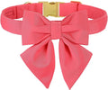 Maca Bates Peach Pink Dog Collar with Cute Solid Sailor Bow Tie for Medium Girl Boy Dogs,Girly Adjustbale Durable Breakaway Soft Collars with Bowtie for Female Male Puppy,Pet with Metal Buckle