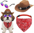 Pet Cowboy Hats Dog Cat Halloween Costumes Cute West Cowboy Hat Bandana Festival Cosplay Accessories (Brown+Red - Medium)