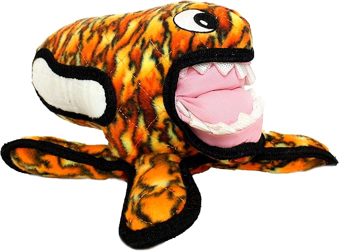 TUFFY® - World's Tuffest Soft Dog Toy - Alien - Multiple Layers. Made Durable, Strong & Tough. Interactive Play (Tug, Toss & Fetch). Machine Washable & Floats. (Fire, Large 2 Pack)
