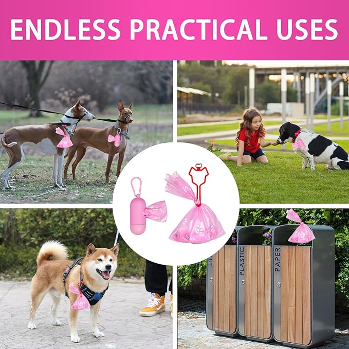 HZDHCLH Poop Bags for Dogs Leak Proof Extra Thick Dog Poop Bags, Pink Cat's Paw 8 Rolls 9" x 13" Lavender Scented Pet Waste Bag, 120 Count