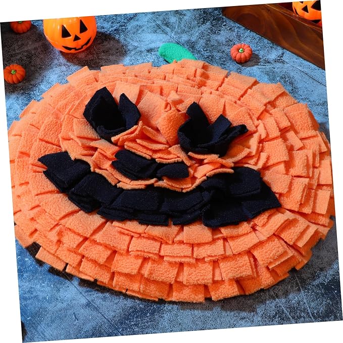 ibasenice Pumpkin Pet Snuffle Mat for Dogs Large Breed Sniffing Feeding Pad Interactive Training Cushion Bright Reduces Stress and Promotes Healthy Behavior