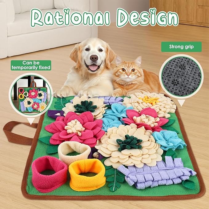 Snuffle Mat for Dogs - Folding Foraging Dispenser Base, Puppy Snuffle Mat, Soft Fabric Material, Interactive Nose Work Toy, for Training Feeding Licking Sniffing Digging Exercise Indoor Enrichment