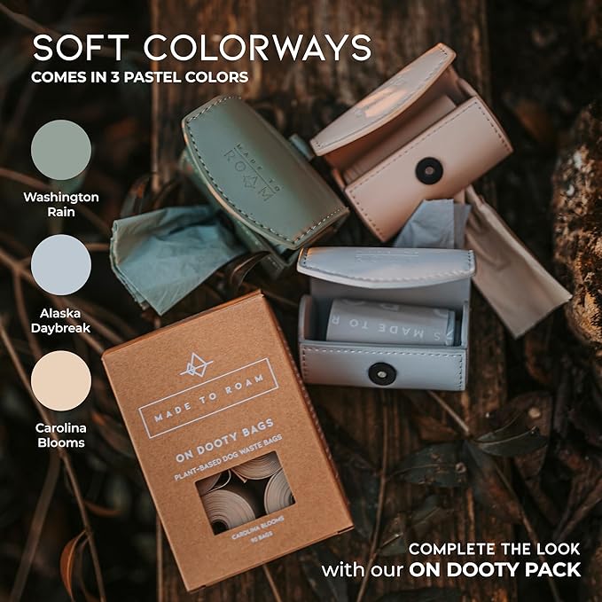 MADE TO ROAM On Dooty Pack - Premium Dog Poop Bag Holder for Leash, Vegan Leather Waste Bag Dispenser for Poop Bag Rolls (Set - New York Afterlight, On Dooty Set (Holder + 1 Box of Bags))